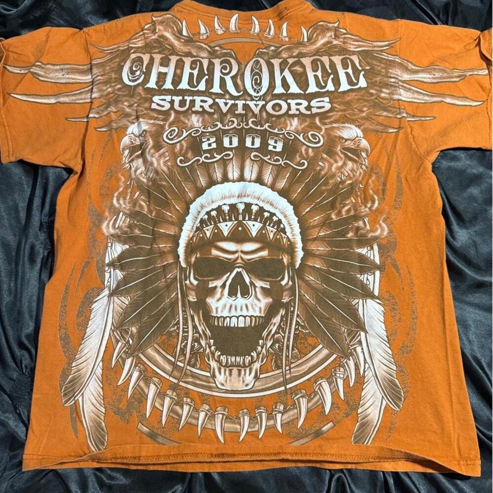 Orange cherokee survivors cotton t shirt